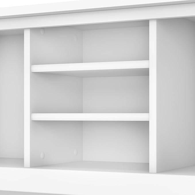 Bush Furniture Somerset L Shaped Desk with Hutch in White | Corner Computer Table with Drawers, Cabinets and Pullout Keyboard/Laptop Tray for Home Office