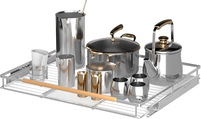 Pull Out Drawer Cabinet Organizer, Expandable Slide Out Storage Shelves - Heavy Duty, Durable and Smooth Slide-Out, 17" x 28" Wide x 22.5" Deep, 1 Pack