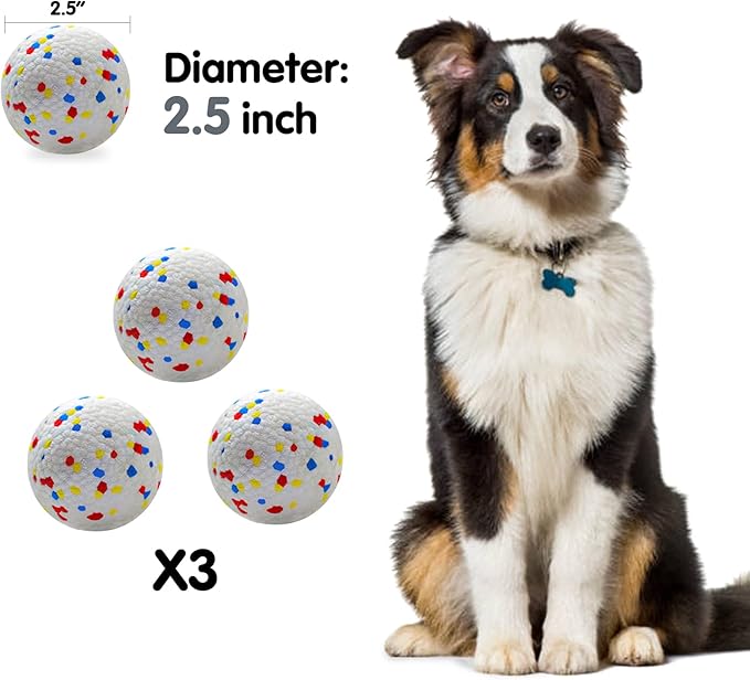 Dog Toy Balls 2.5 Inch, Indestructible Dogs Tennis Balls 3 Pack for Aggressive Chewers, Durable Interactive Toys for Large and Medium Dogs, Perfect for 2.5 Inch Dog Ball Launcher (ETPU Material)