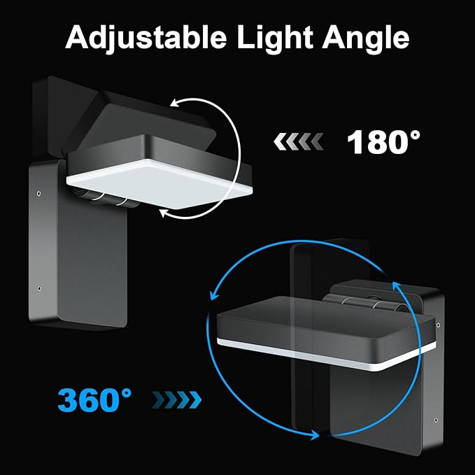 Juyace 60W LED Wall Light Outdoor Exterior Flood Light Wall Mount Yard Security Light Waterproof 360 ° Rotat Folding 6000K for Barn Area 4 Pack