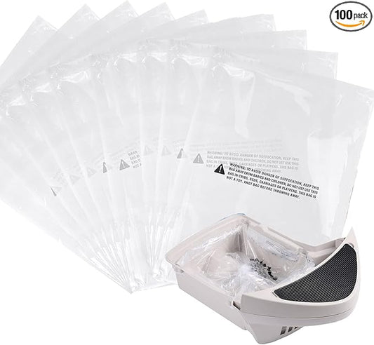 100 Count Waste Drawer Liners Bags Compatible with Litter R-obot 4 Waste Bags Cat Robot Litter Bags for most Litter Box Robot Models, 9-11 Gallons Litter Box Liners