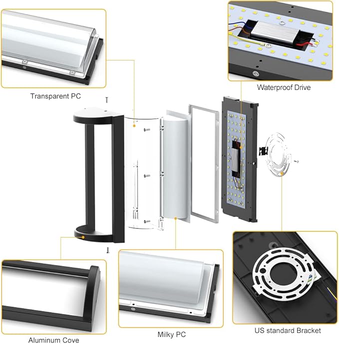 Sytmhoe Modern Outdoor Wall Lights,Exterior Wall Sconce Lighting Fixtures,LED Wall Mounted Lamps,Matte Black Porch&Patio Light,IP65 Waterproof for Hallway Stairs Gardens(6000k)