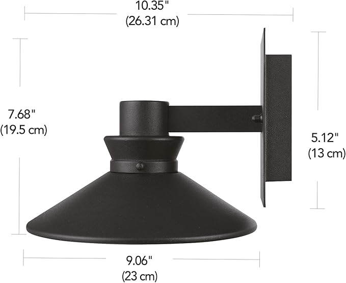 GLOBE Electric 44686 Harris LED Integrated Outdoor Wall Sconce, Matte Black, 11W, 530 Lumens, 3000 Kelvin
