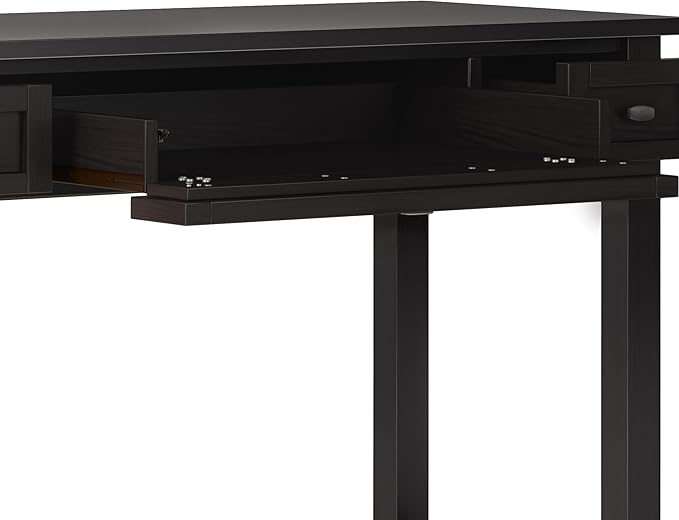 SIMPLIHOME Warm Shaker Desk - 48-Inch Wide Solid Wood Writing Desk in Hickory Brown, Transitional Home Office Computer Table for Workspace or Study with Flip-Down Keyboard Tray and 2 Drawers