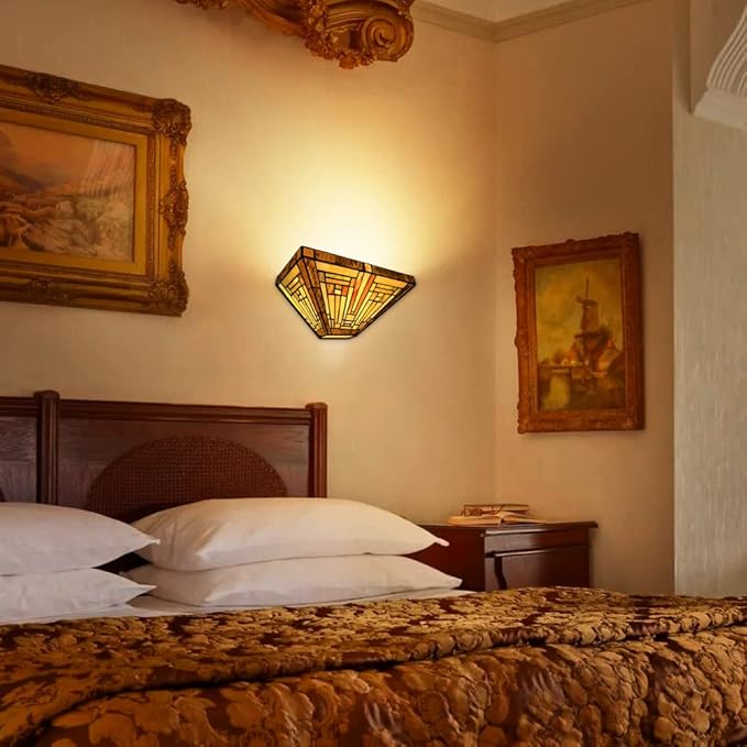 Capulina Amber Brown Series Tiffany Torchiere Floor Lamp Wall Sconces Decor for Living Room Bedroom Study Room