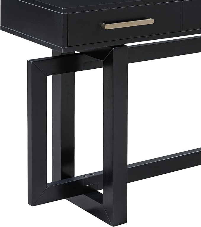 Contemporary Modern Entryway Console Table 57-Inch Extra Long Entry Sofa Table with Storage Drawers for Living Room Hallway, Black