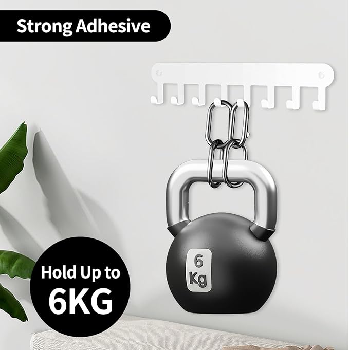 2 Pack Key Holder Wall Mount, Wall Mount Key Holder, Key Hooks Hanging Keys, Key Hanger with 8 Hooks, No-Drill Decorative White Key Rack for Living Room, Kitchen, or Bathroom