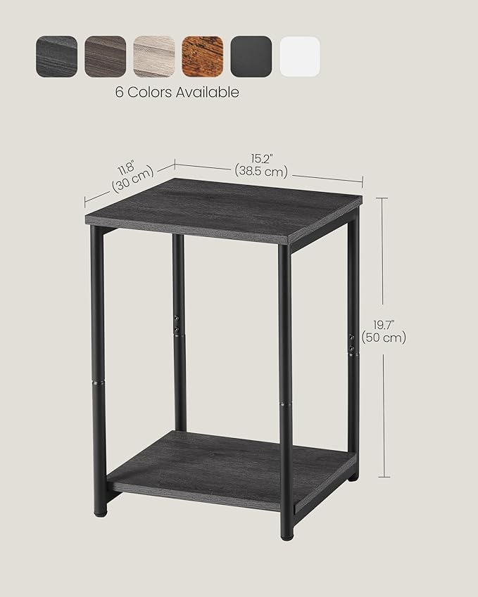 VASAGLE Side Tables Set of 2, Small End Table, Nightstand for Living Room, Bedroom, Office, Bathroom, Misty Gray and Classic Black ULET272B68