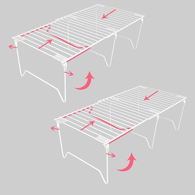 1/2-Piece Set freezer organizer,Stackable Cabinet Organizer Shelves,Foldable Pantry Shelf,Plate, Dish,Rustproof Metal Storage Organizer