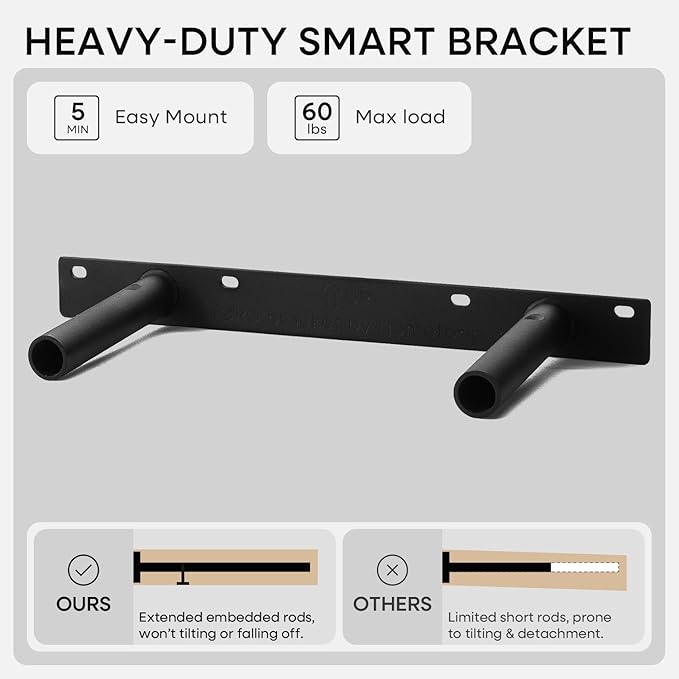 Homeforia Floating Shelf Black 12 inch, High End Solid Real Wood Small 12inch Floating Shelves for Wall Mounted, Black Wooden 12 in Floating Shelves, Heavy Duty Bracket, 12 X 6.5 X 1.75 inch, Set of 2