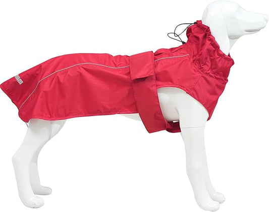 Adjustable Waterproof Dog Raincoat for Dogs,Lightweight Pet Rain Jacket Puppy Clothes with Reflective Strip for Small Medium Large Dogs (Red, XX-Large)