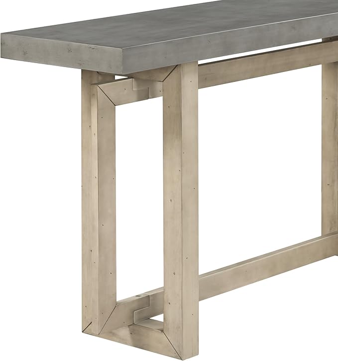 Knocbel Contemporary Console Table with Industrial-Inspired Concrete Wood Top, Minimalist Rectangular Entryway Table for Hallway Living Room Foyer Corridor, 59.1" W x 15.7" D x 31.7" H Gray