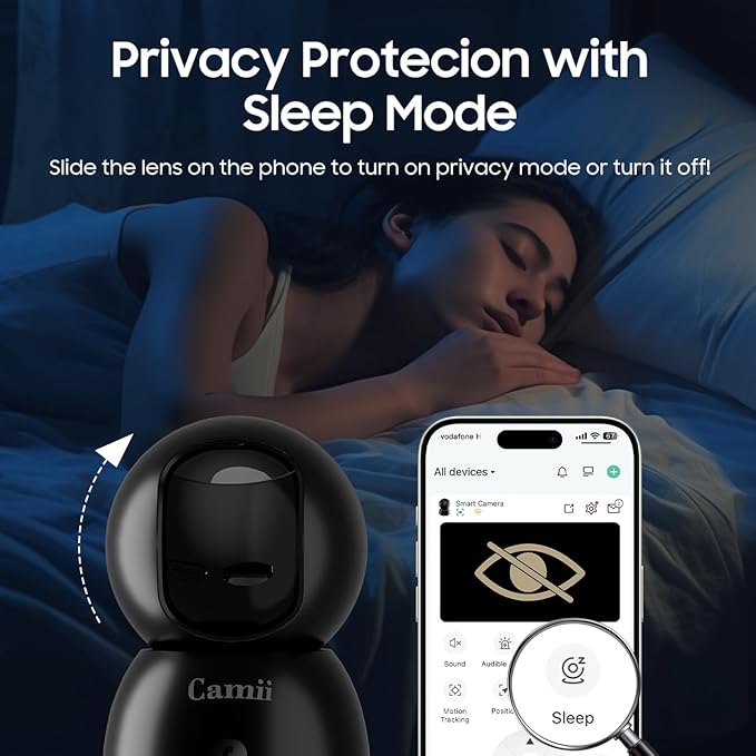 Indoor Security Camera 2K, 360 Degree Cameras for Home Security with Night Vision, Baby/Dog Monitor with Auto Tracking, Human/Pet Detection, Cloud&SD, Pet Camera Support 2.4/5GHz WiFi