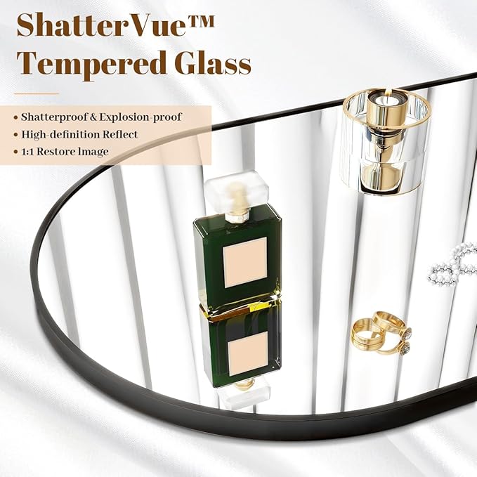 Koonmi 34"x76" Arched Full Length Mirror, Black Large Floor Mirror with Aluminum Alloy Frame Standing Hanging or Leaning Wall-Mounted Full Body Mirror for Living Room and Bedroom