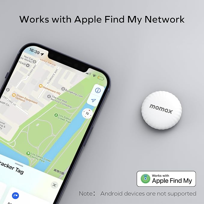 MOMAX Key Finder, Tracker Tag, Works with Apple Find My (iOS Only), Key Tracker with APP,Sound Location, Key Locator Tracker for Luggage, Suitcase, Wallet, Pet, Kid