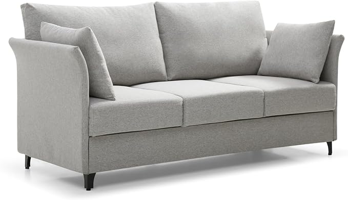 Mid Century Modern Sofa 3 Seat Couch 65.35" W Deep Seat Sofa for Living Room, 3 Person Seater Fabric Couch Sofa Comfy Sleeper Sofa for Apartment Bedroom