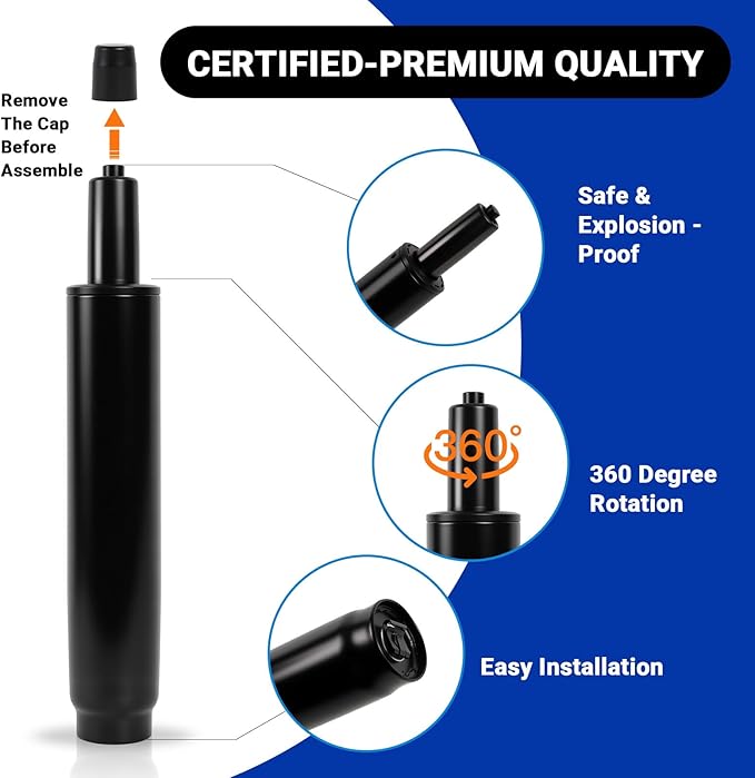 5.5" Office Chair Cylinder Replacement - Heavy Duty 1000lbs Class 4 Hydraulic Lift with Silent 360° Rotation, Universal Pneumatic Piston Fit for Sinking Desk/Gaming Chairs