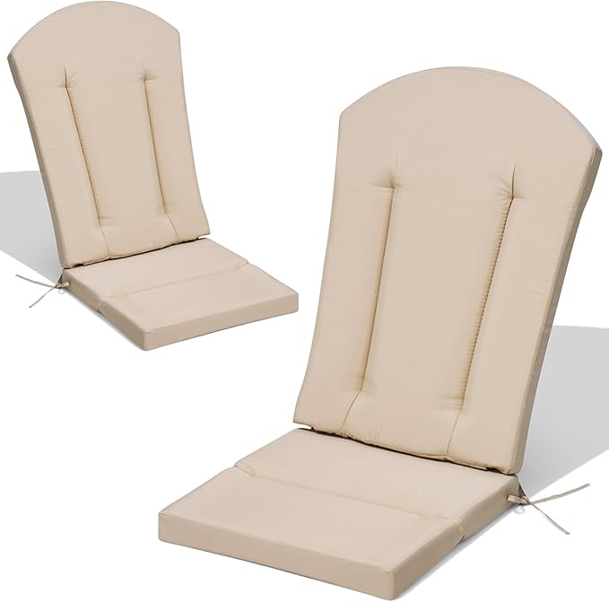 Crestlive Products 50x20 Inch Adirondack Chair Cushions Set of 2 Outdoor Rocking Chair Cushions Water Resistant High Back, Beige
