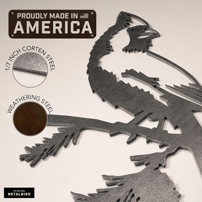 METALBIRD - Cardinal - Outdoor Tree Ornaments in Corten Steel - Metal Art Proudly Made in The USA
