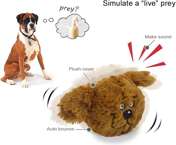Interactive Dog Toy, Plush Electric Dog Toy, Vibrating and Squeaky, Battery Operated, Prevent Boredom for Pets