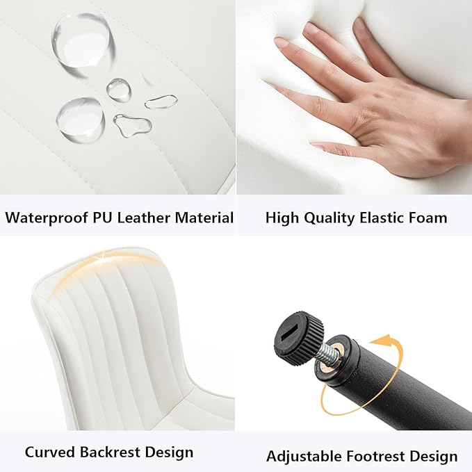 Leather Dining Chairs Set of 6, Upholstered Dining Room Chairs with Metal Legs, Modern Dining Chair for Dining Room, Kitchen (White)