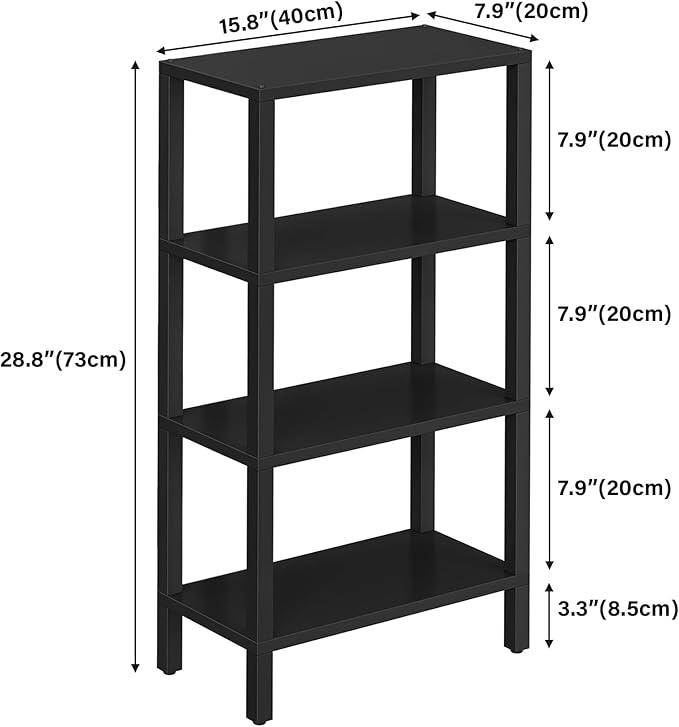 TUTOTAK Small Side Table, Narrow End Table, Skinny Sofa Table, Slim Nightstand, Couch Table, Living Room, Bed Room, Black TB01BK0782