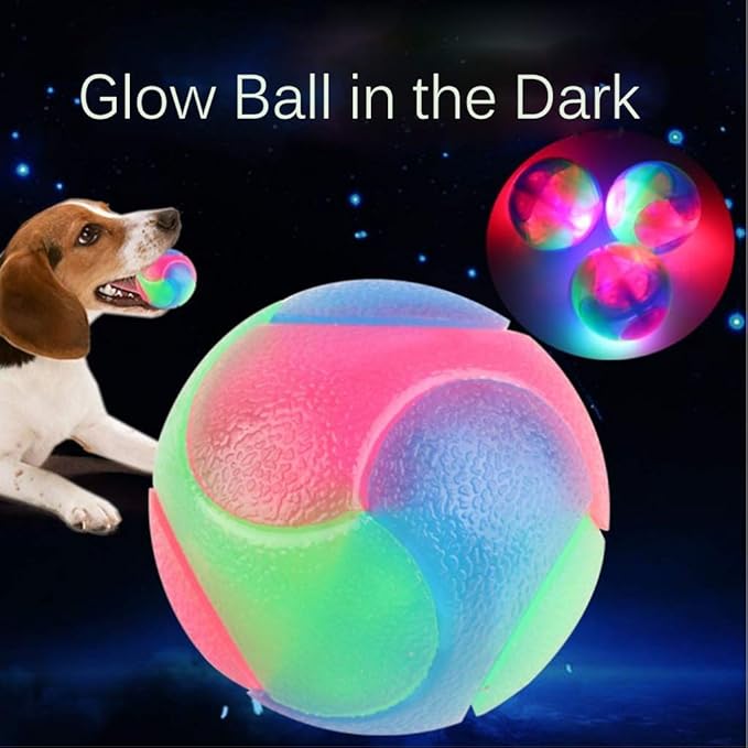 FineInno 4 pcs Light Up Dog Balls,Flashing Elastic Ball,Glow Ball,Glow in The Dark Interactive Pet Toys for Aggressive Chewers,Puppy, Cats, Dogs