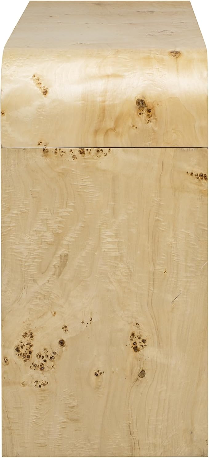 60" Farmhouse Wooden Curved Console Table Sofa Table with Drawers, Mid-Century Modern Entryway Table with Burl Natural Wood Veneer for Living Room,Entryway Foyer,Hallway,Office-Oak