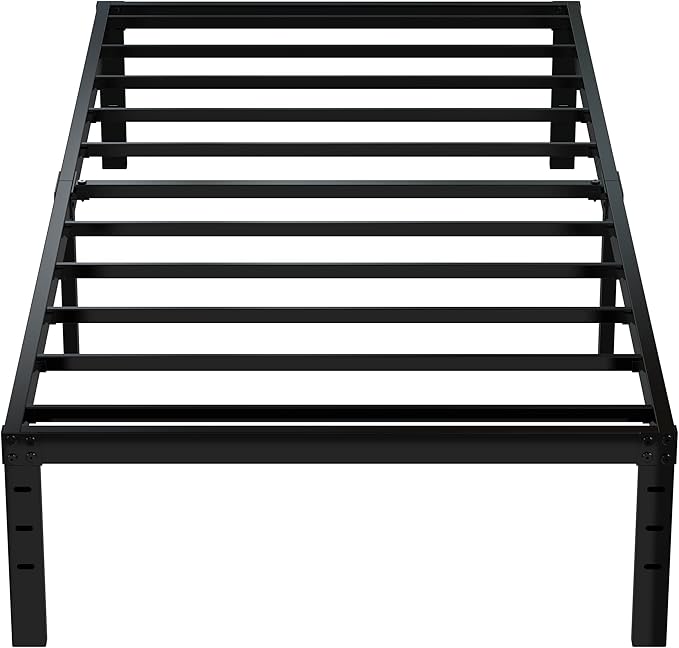 12 Inch Twin Bed Frame No Box Spring Needed, Heavy Duty Metal Platform Bed Frame Twin Size Support Up to 2500 lbs, Easy Assembly, Noise Free, Black