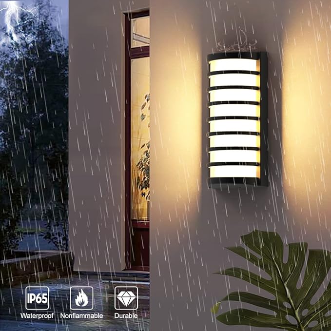 Sytmhoe Modern Outdoor Wall Lights 2Packs, 3000k Warm White LED Exterior Light Fixtures,Wall Mounted Lamps,Matte Black Porch&Patio Light,IP65 Waterproof for Hallway Stairs Gardens(2packs)