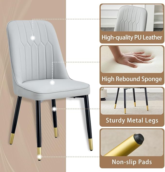 Small Dining Table Set for 4，50'' Sintered Stone Dining Table with 4 Chairs, Easy to Assemble，Suitable for Small Spaces