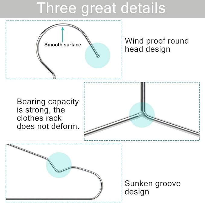 40-Pack Heavy-Duty Stainless Steel Hangers – 15lb Capacity, Rustproof Metal Closet Hangers with Notched Design for Straps, Ideal for Home, Dorm, Laundry & Outdoor Use, Silver