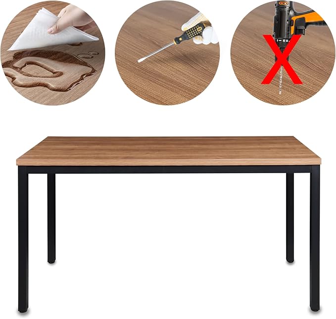 Boardest Modern Simple Computer Desk, 48 inch Vintage Office Desk Computer Table, Study Writing Study Desk Workstation for Home Office, Walnut and Black(48x24 Inches,)