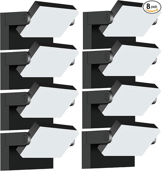40W Outdoor Flood Light, 5000K 360° Rotating LED Wall Light, IP66 Waterproof Square Exterior Wall Pack Wall Mount Fixture Commercial Security Lighting for Garage House (8 Pack)