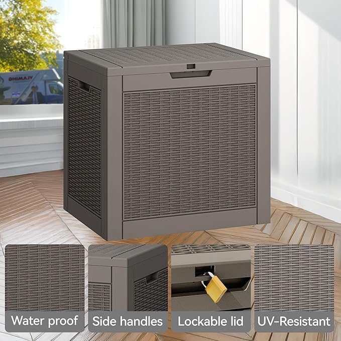 31 Gallon Outdoor Storage Box, Resin Deck Boxes Outdoor Waterproof For Patio Furniture, Garden Tools, Pool Supplies, Durable And UV Resistant, Lockable(2Box,a set)