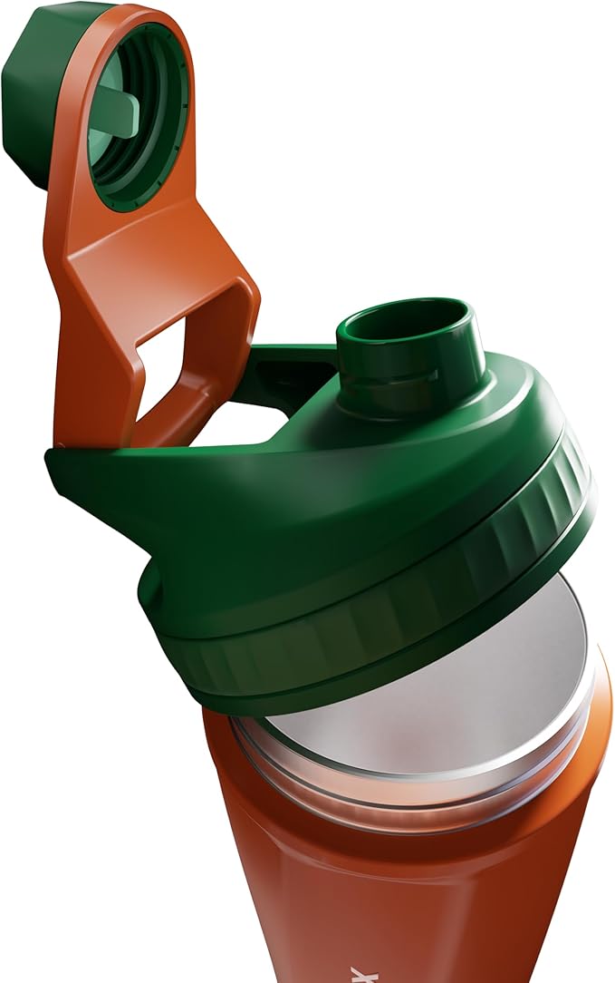 VOLTRX ChillMix Shaker Bottle Insulated Stainless Steel - USB C Rechargeable Electric Protein Shake Mixer, Shaker Cups for Protein Shakes and Meal Replacement, Neon Carrot, 16 oz