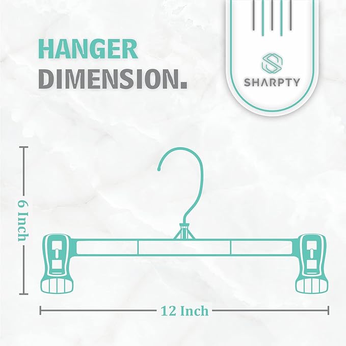 Sharpty Pant & Skirt Hangers - Closet Hangers for Shorts, Shirts, Jeans, Dresses, Slacks, Coats, Clothes, Clothing, Garments & More - Durable, Space Saving & Non-Slip, Black - 25 Pack