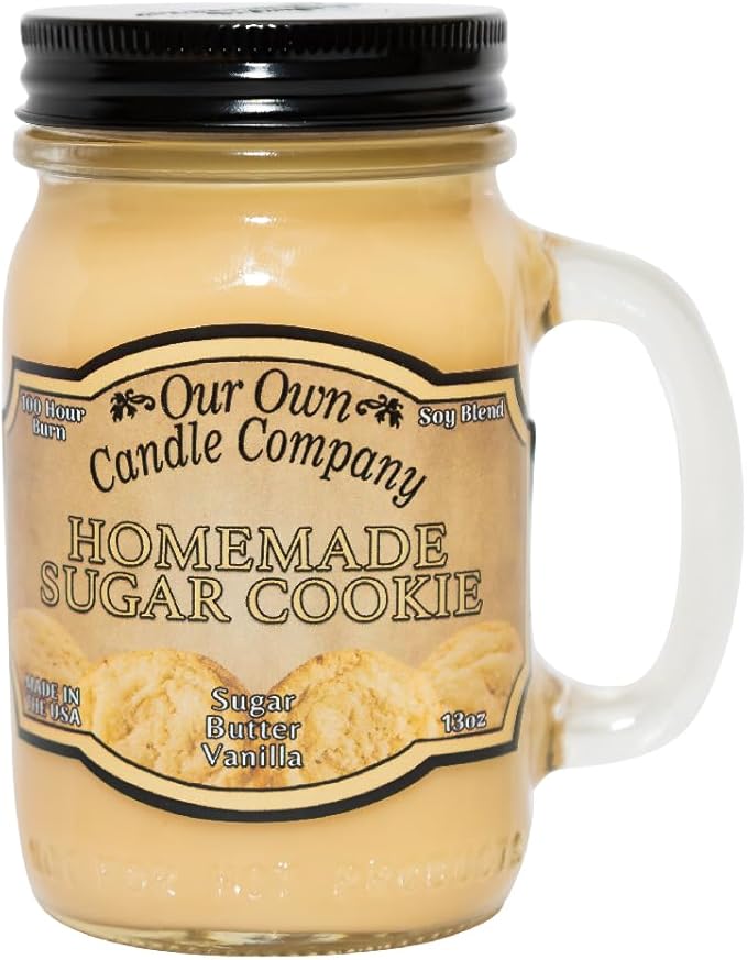 Our Own Candle Company Homemade Sugar Cookie Scented Mason Jar Candle, 100 Hour Burn Time, Made in The USA - 13 Ounces