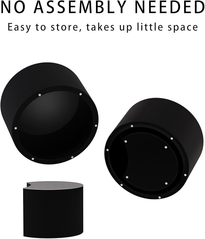 Round Nesting Coffee Table,Modern Fluted Coffee Tables Set of 2, Circle Vertical Stripe Design Drum Center Table Crescent Side Accent and Tables for Living Room (Black)