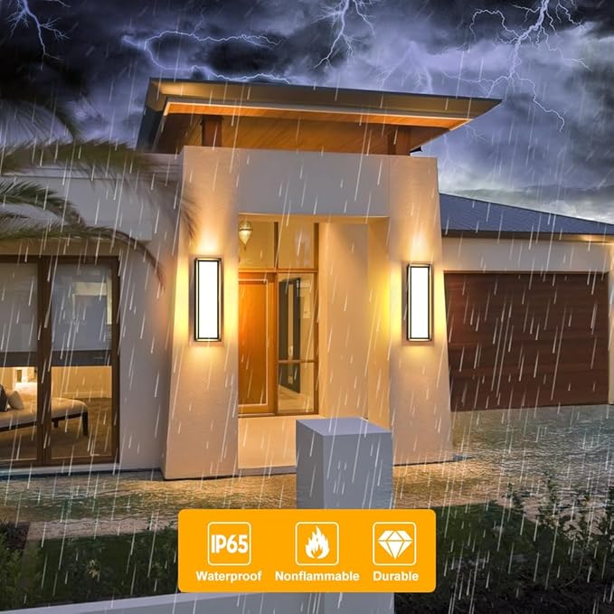 Sytmhoe LED Square Outdoor Wall Lights,16inch 3000K 10%-100% Dimmable Exterior Wall Light Aluminum&PC Body Waterproof IP65 led Porch Light for House Patio Garage Garden