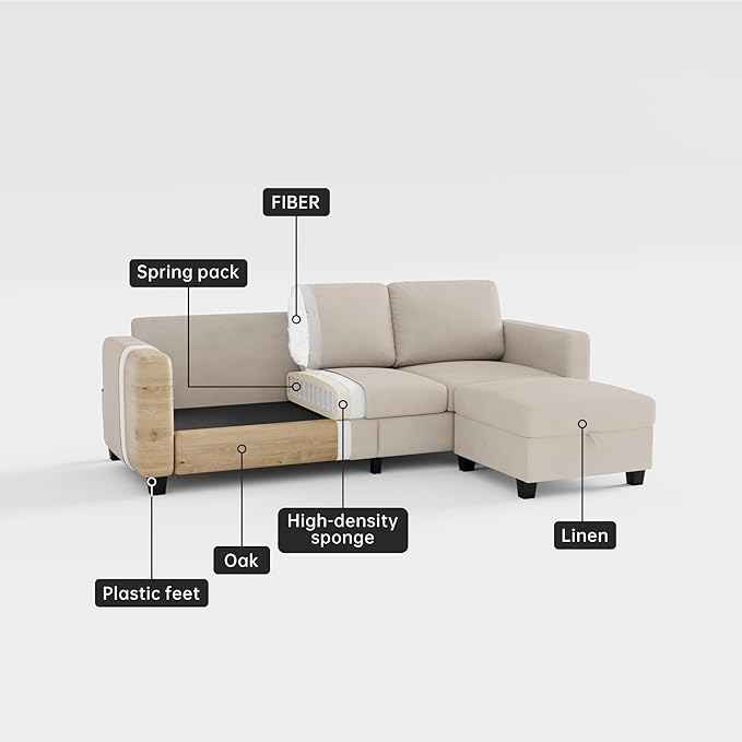 Youmumeub 79''Sectional Couch Couches for Living Room - L-Shaped 4-Seater Deep Sectional Sofa,Removable Covers,Suitable for The Living Room, Apartment or Office-Mocha Brown