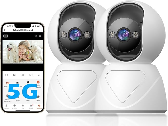 3MP Indoor Security Camera, 5G WiFi 360° Pan/Tilt Home Cameras for Baby Monitor/Pet/Elder/Kids/Bedroom, Auto-Focus and Zoom, Motion Tracking, 2-Way Audio, Siren, 3 Night Vision, Cloud & SD Card