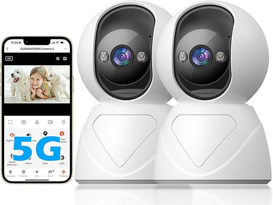 3MP Indoor Security Camera, 5G WiFi 360° Pan/Tilt Home Cameras for Baby Monitor/Pet/Elder/Kids/Bedroom, Auto-Focus and Zoom, Motion Tracking, 2-Way Audio, Siren, 3 Night Vision, Cloud & SD Card