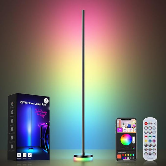 Corner Floor Lamp, RGBICW LED Corner Lamp with 1300lm Smart Modern Floor Lamp,App & Remote Control,Music Sync,Color Changing Standing Lamp for Bedroom Living Room and Gaming Rooms