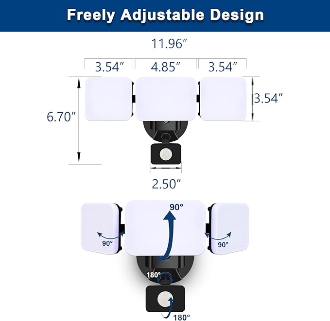 EMANER Outdoor Security Light Remote Control, 280W Equiv. Motion Sensor Floodlight, Keep On or Motion Activated, Tunable White, 110V Dimmable Wall Light for Garage (Black, 1-Pack)