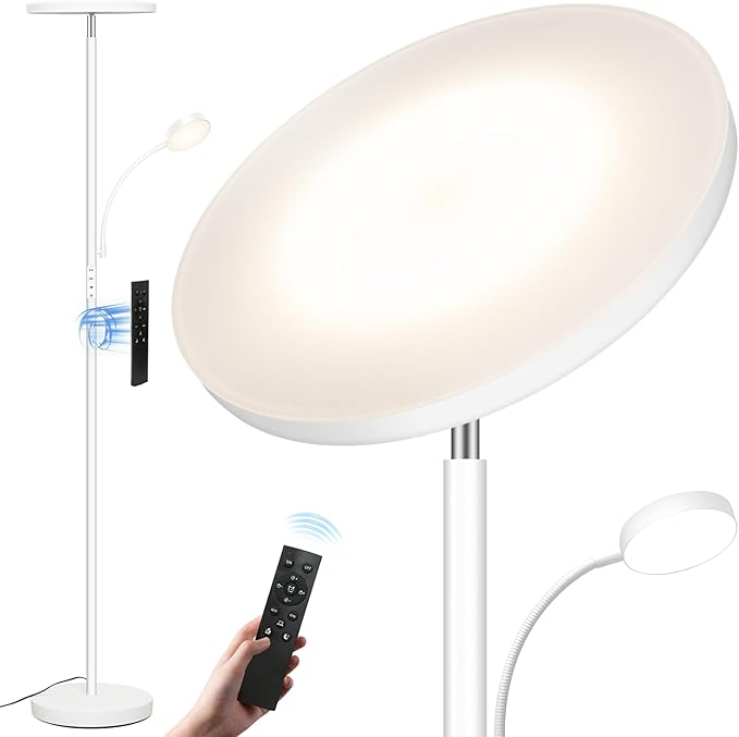 Floor Lamp,Upgraded 42W/4200LM Super Bright Floor Lamp,2-in-1 LED Dimmable Standing Lamp with Reading Light,Tall Standing Lamp with Stepless Dimmable,Modern Floor Lamps for Living Room,Bedroom,Office
