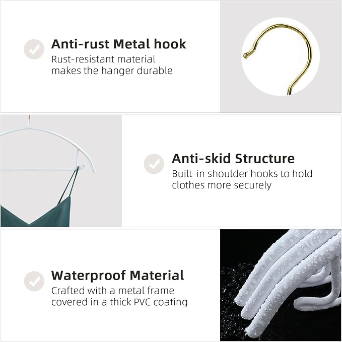 MOPALL Clothes Hangers 20 Pack, Non Slip Hangers Sweater Hanger No Shoulder Bump, 16.5 Inch Wide Durable and Strong Shirt Coat Dress Skirt Suit Hangers with Pants Bar for Laundry & Everyday Use, White