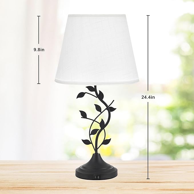 Kakanuo USB Touch Table Lamp Bedside Lamp with USB C Charging Ports for Living Room, White 3 Way Dimmable Traditional Nightstand Lamp Retro Table Lamp for Bedroom and Office (LED Bulb Included)