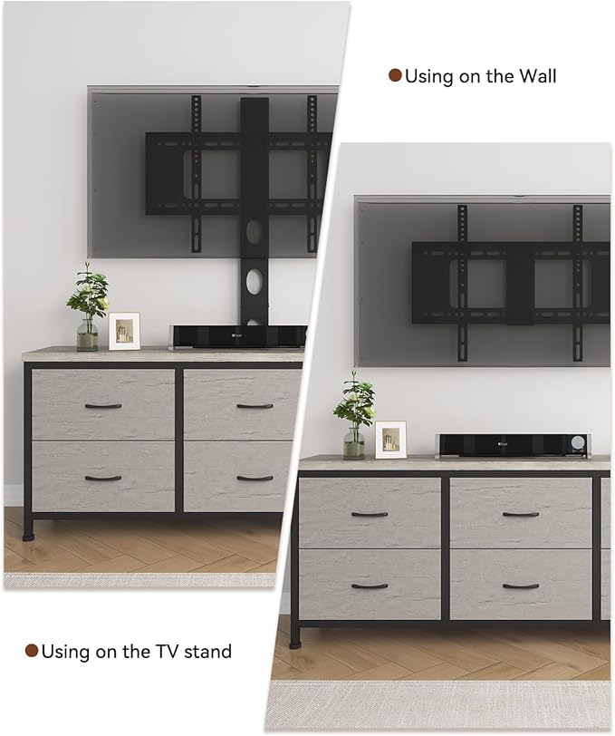 TV Stand with Mount, Fabric Dresser with 6 Drawers for 32/45/55/60/65/75 inch TVs, Dresser Entertainment Center, Modern Media TV Console Table