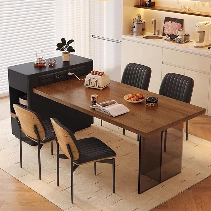 Dining Chairs Set of 2, Mid-Century Modern Upholstered PU Leather Chairs with Walnut Bentwood Back and Metal Legs for Kitchen Dining Living Room, Black Vertical Stripes